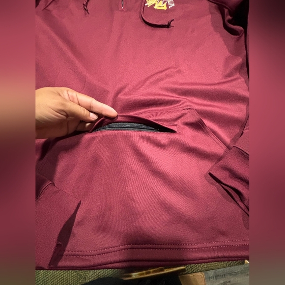 Men's Burgundy Zip Up Sweater XL - Picture 4 of 9
